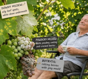 Downy Mildew, Powdery Mildew and Botrytis: Check Your Grapevines