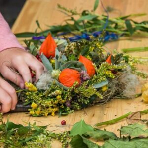 Crafting an Autumn Wreath with Chinese Lanterns