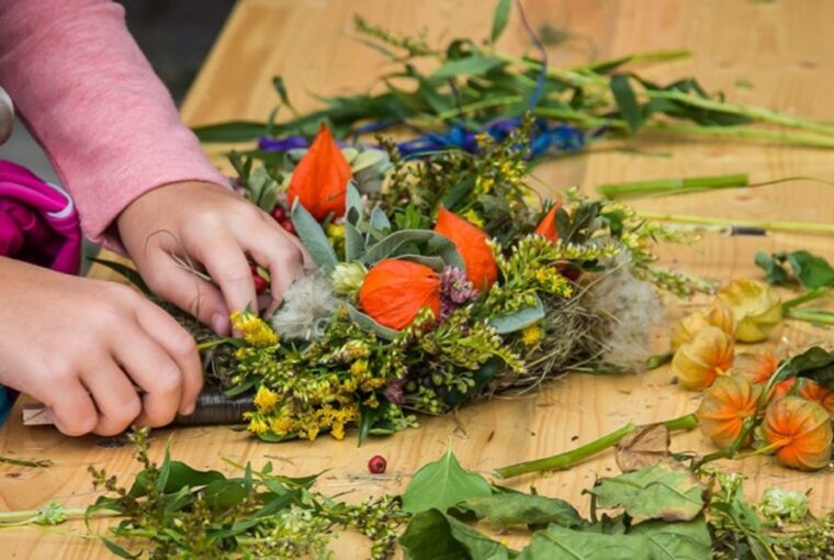 Crafting an Autumn Wreath with Chinese Lanterns