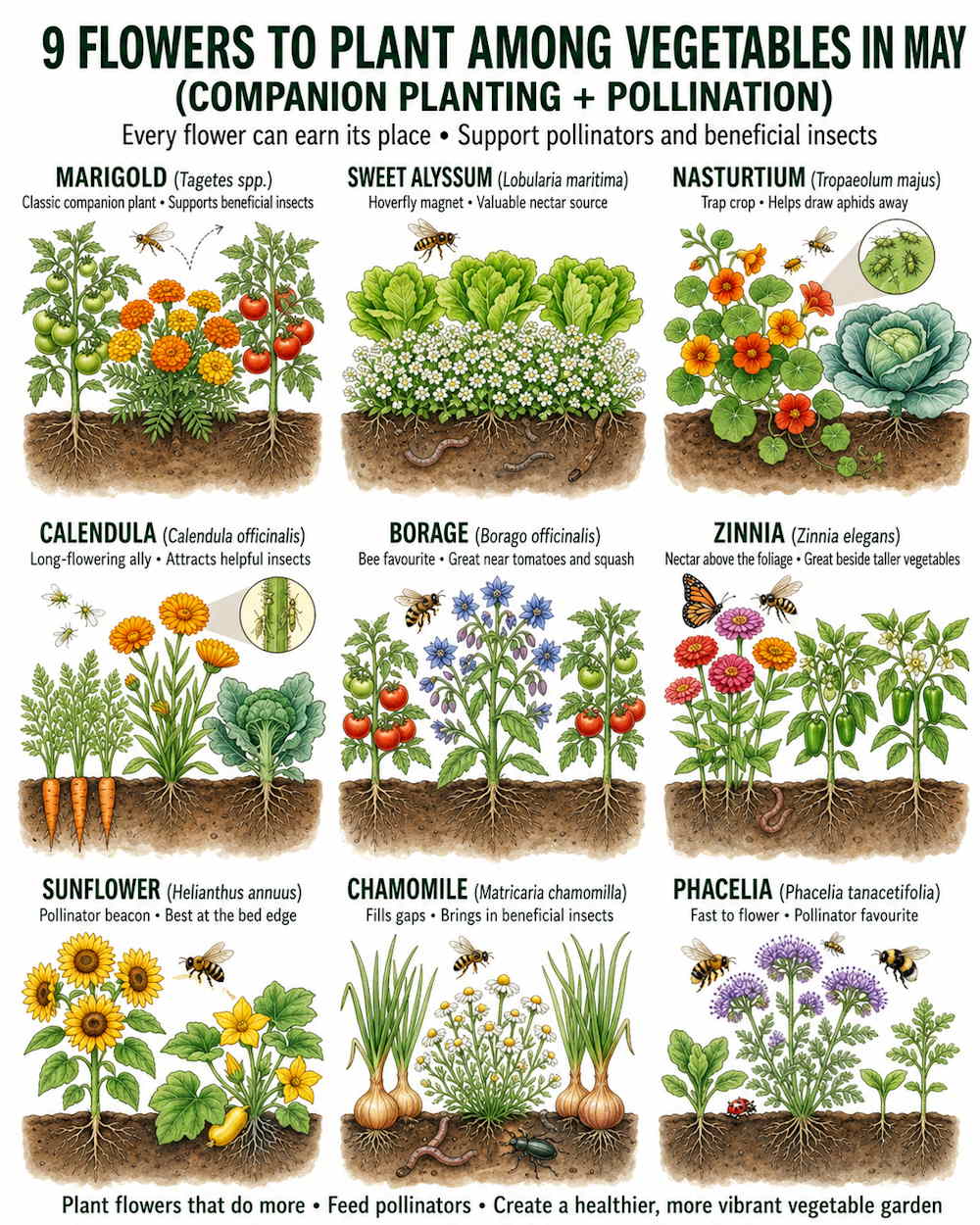 9 Flowers to Plant Among Your Vegetables in May