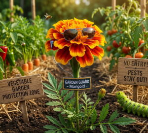 Marigolds in the Vegetable Garden
