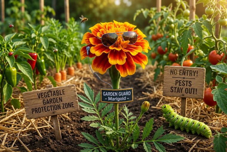 Marigolds in the Vegetable Garden