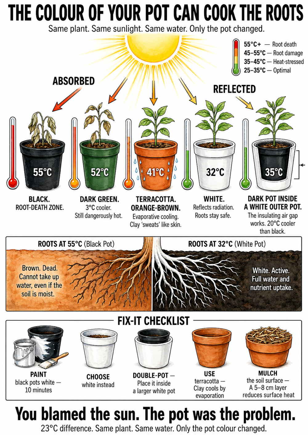 Your Plant May Not Be Thirsty – Its Pot May Be Cooking the Roots