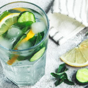 Homemade Slimming Drink with Cucumber, Mint, Lemon and Ginger